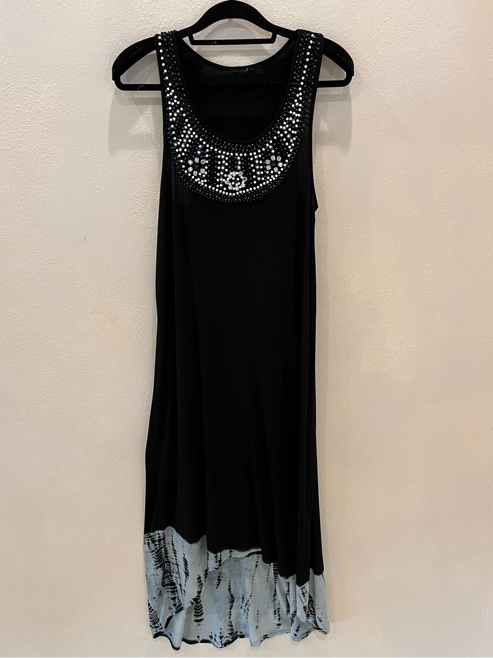 Black Embellished Scoop Neck high low maxi dress size large